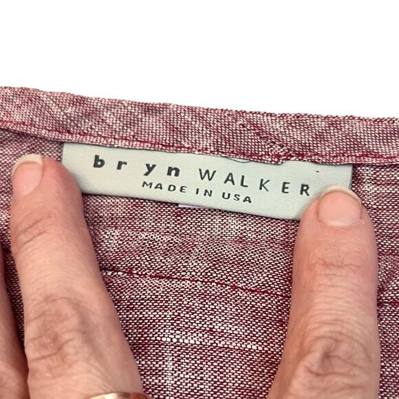 Bryn Walker Gianna Linen Top XL Red Lagenlook Relaxed Fit Balloon Sleeve Casual - Picture 6 of 12
